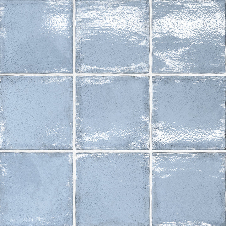 Altea Ash Blue, 4" x 4" Ceramic Tile | Zellige-Look Tile