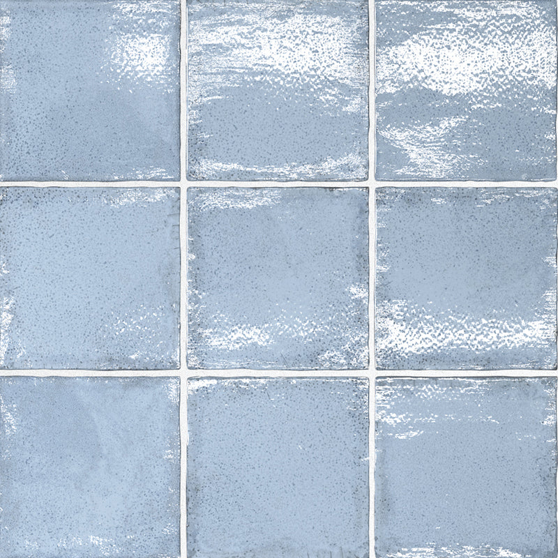 Altea Ash Blue, 4" x 4" Ceramic Tile | Zellige-Look Tile