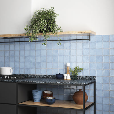Altea Ash Blue, 4" x 4" Ceramic Tile | Zellige-Look Tile