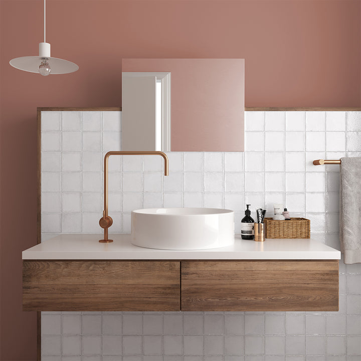 Altea White, 4" x 4" Ceramic Tile | Zellige-Look Tile