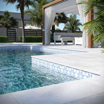 Aqua 6" x 6" Patterned Tile | OSEANCIAQUA6 | Porcelain Pool Tile by Tesoro Aquatica