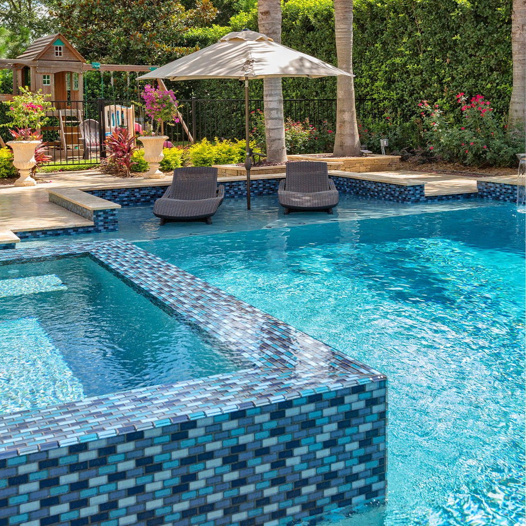 Aqua Blend, 1" x 2" | GC82348T2 | Mosaic Glass Tile