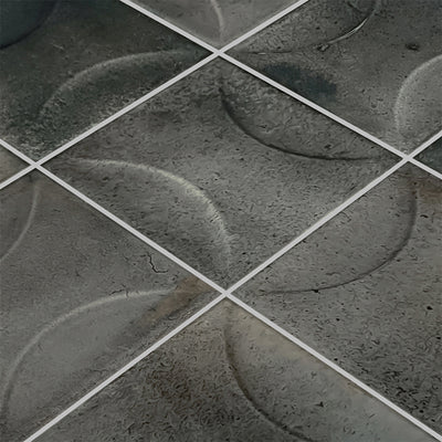 Ash Black Relief, 6" x 6" Porcelain Tile | Artistry in Mosaics
