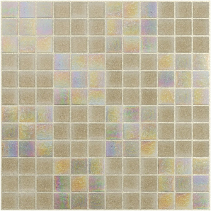 Mosaic tile pattern with small square tiles in beige and multicolor