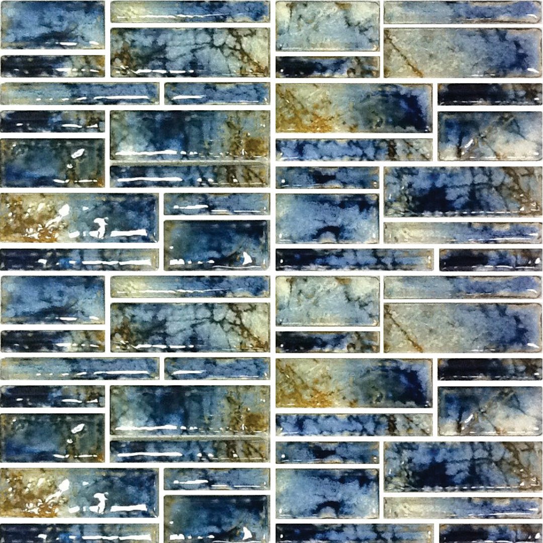 Autumn Blue, Random Block | PILOS-402 | Fujiwa Porcelain Pool Tile