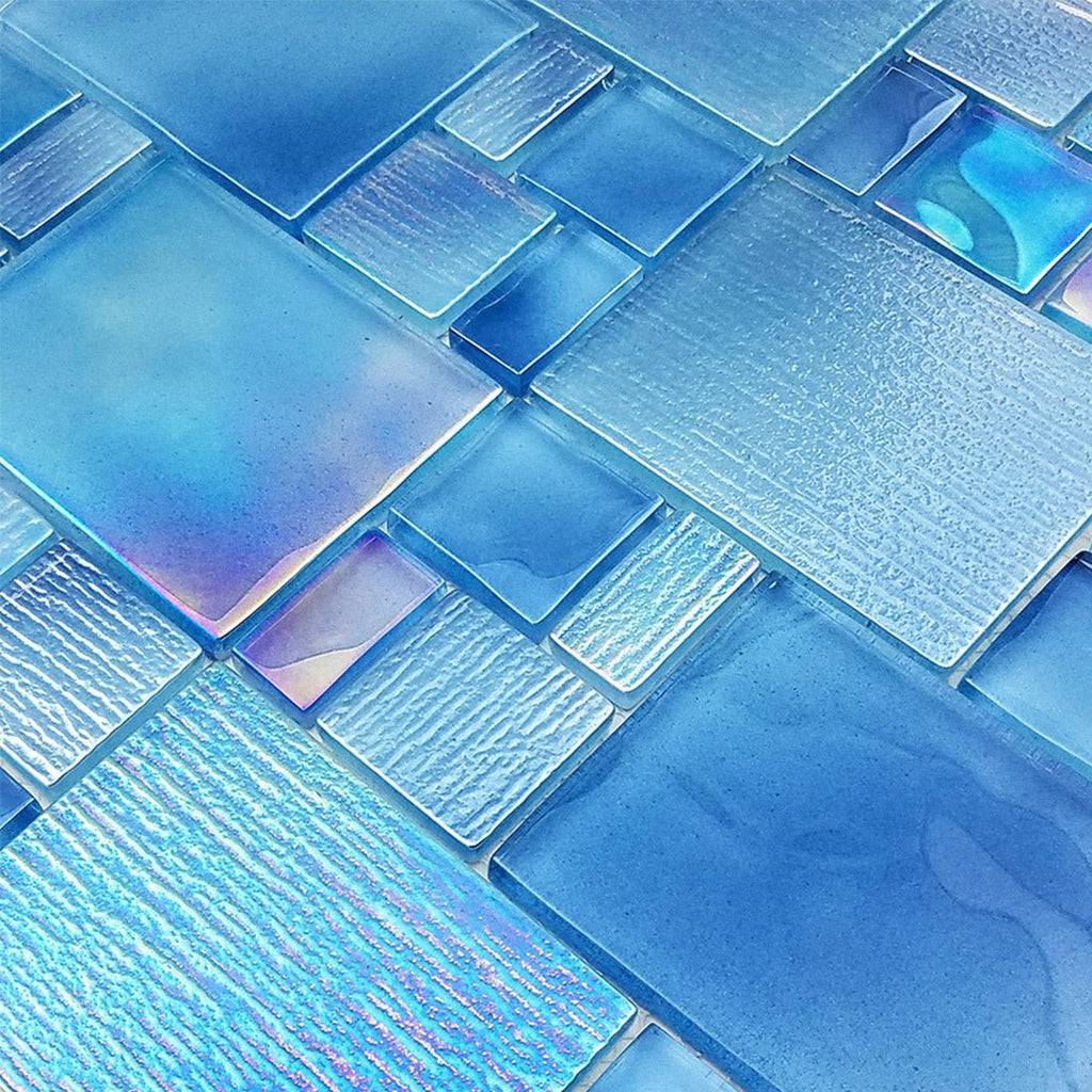 Avalon Blue, Mixed Glass Pool Tile | AV8MXB22 | Mosaic Glass Tile