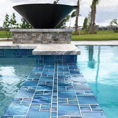 Avalon Blue, Mixed Glass Pool Tile | AV8MXB22 | Mosaic Glass Tile