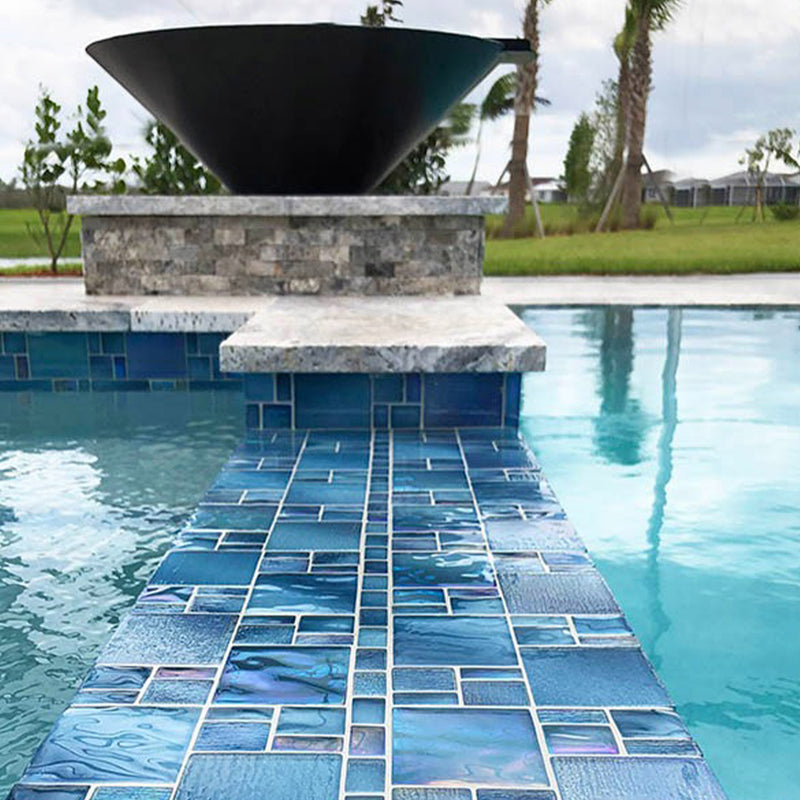 Avalon Blue, Mixed Glass Pool Tile | AV8MXB22 | Mosaic Glass Tile