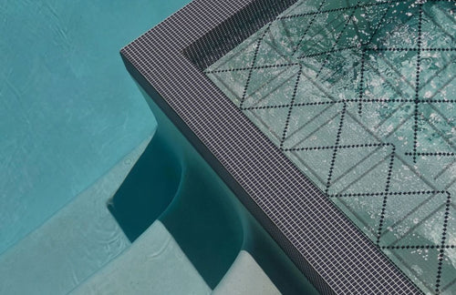 avora series glass tile in a swimming pool