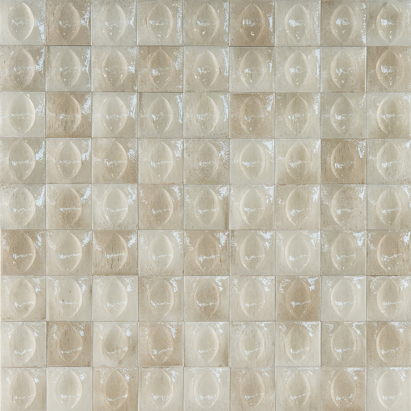 Beige Glossy, 4" x 4" Egg Deco | EMCGLEEBEIGEGG | Porcelain Pool Tile