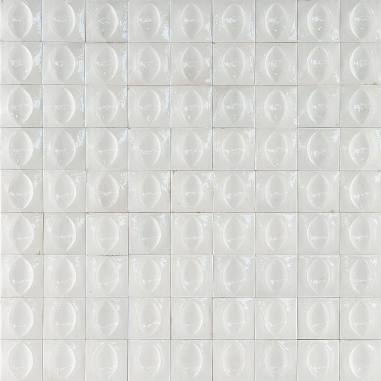Bianco Glossy, 4" x 4" Egg Deco | EMCGLEEBIANEGG | Porcelain Tile