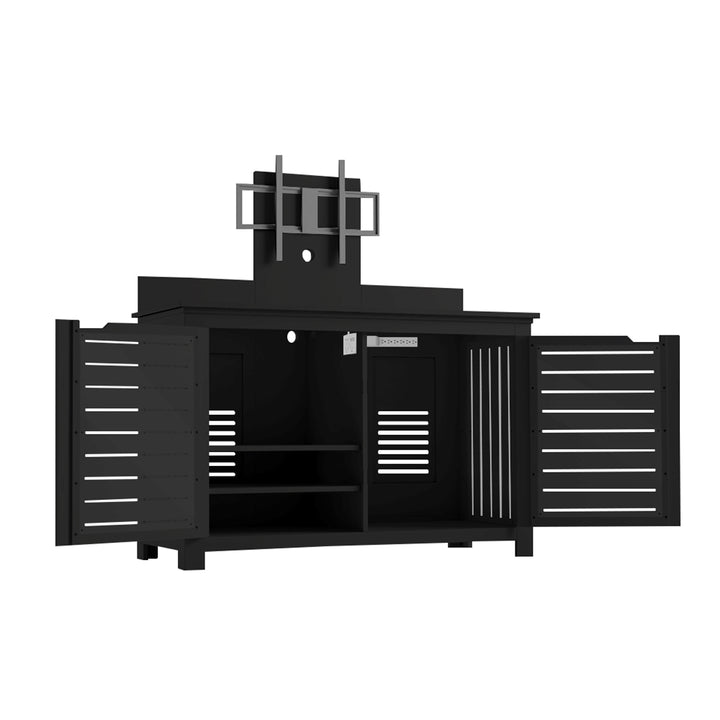 Ledge Lounger Mainstay Bar Credenza | Outdoor Entertainment Center | With TV Mount, Black