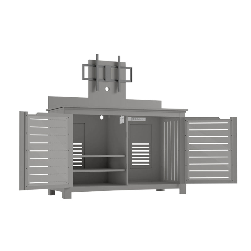 Ledge Lounger Mainstay Bar Credenza | Outdoor Entertainment Center | With TV Mount, Gray