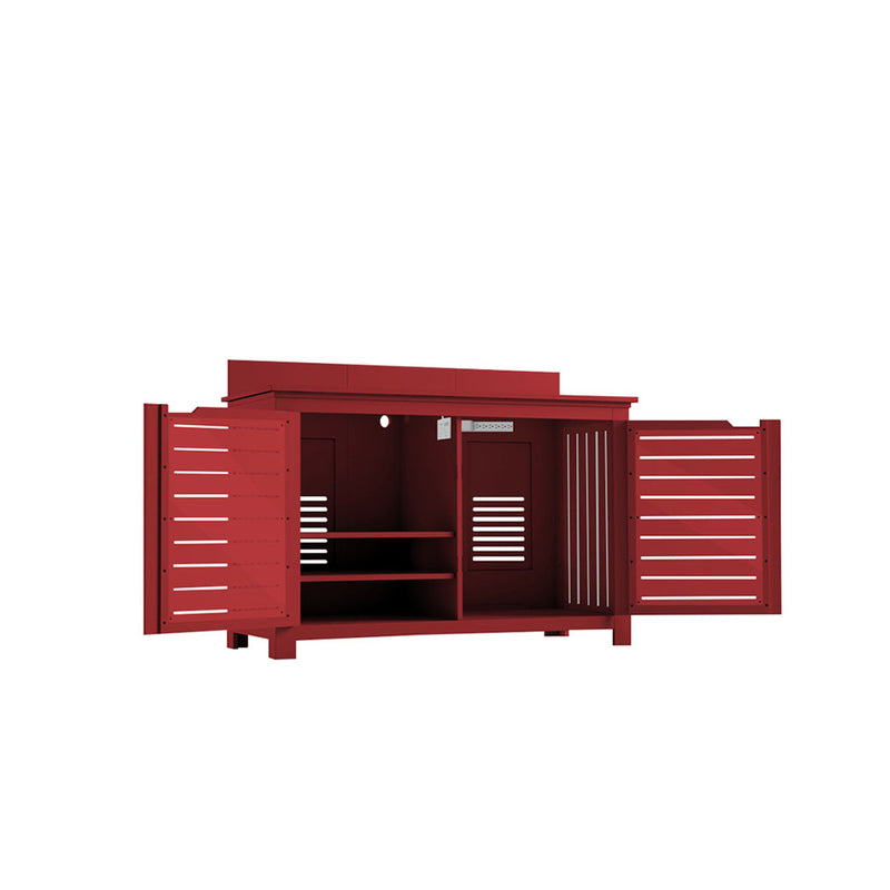 Ledge Lounger Mainstay Bar Credenza | Outdoor Entertainment Center | Without TV Mount, Red