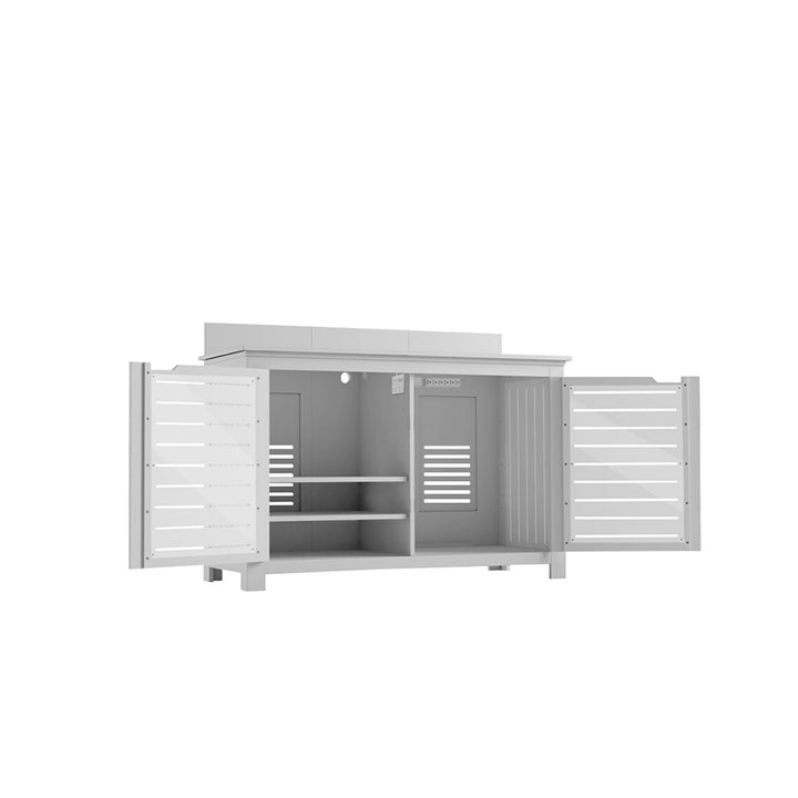 Ledge Lounger Mainstay Bar Credenza | Outdoor Entertainment Center | Without TV Mount, White