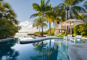 In Pool lounge chair on swimming pool baja shelf