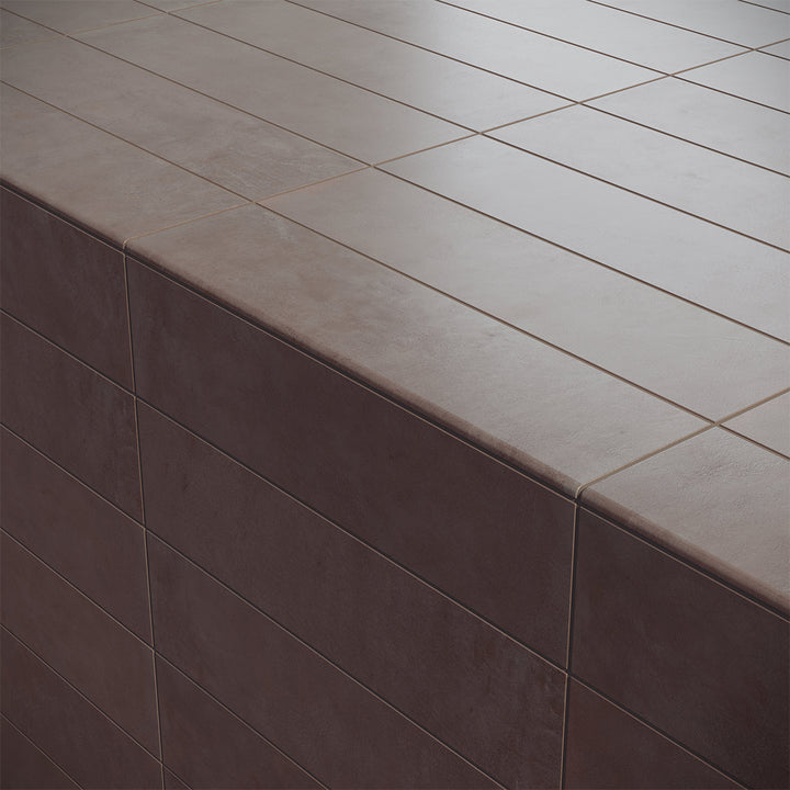 Bayshore Marron Bullnose, 3" x 12" Porcelain Tile | Pool Trim Tile