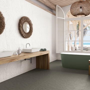Bellagio White Lecco Deco, 24" x 48" Ceramic Tile | 3D Wall Tile 