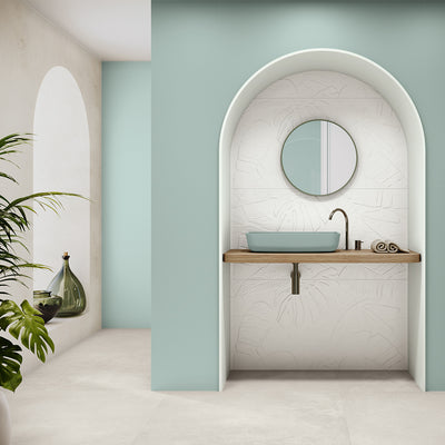Bellagio White Lecco Deco, 24" x 48" Ceramic Tile | 3D Wall Tile 