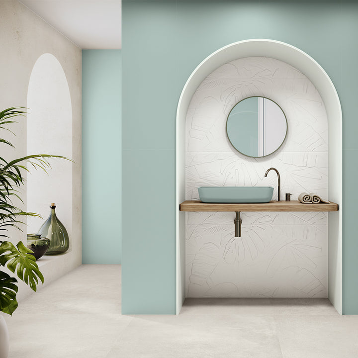 Bellagio White Lecco Deco, 24" x 48" Ceramic Tile | 3D Wall Tile 
