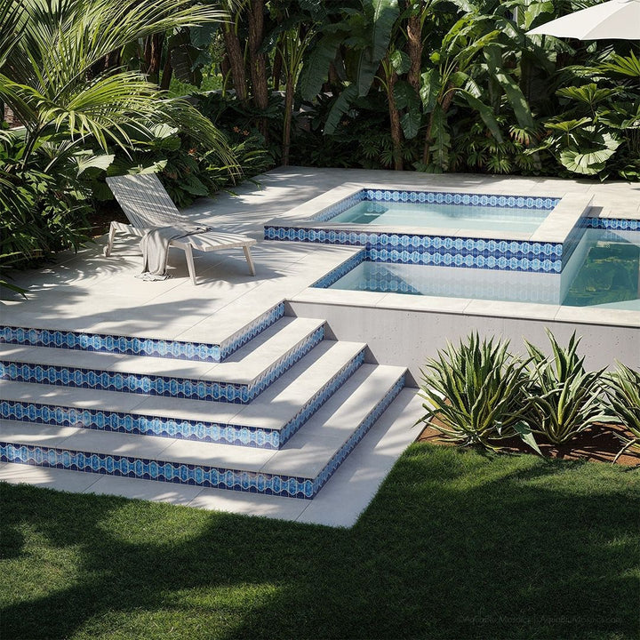 POWPLBUE40PT Aquatica Caribbean Blue, 6" x 6" - Porcelain Pool Tile