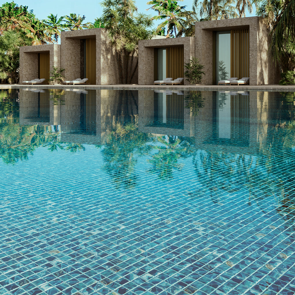 Breeze Series glass pool tile by vidrepur