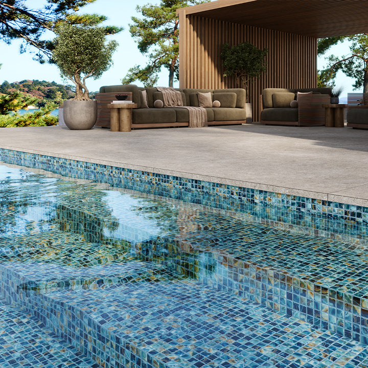 Breeze series glass pool tile by vidrepur