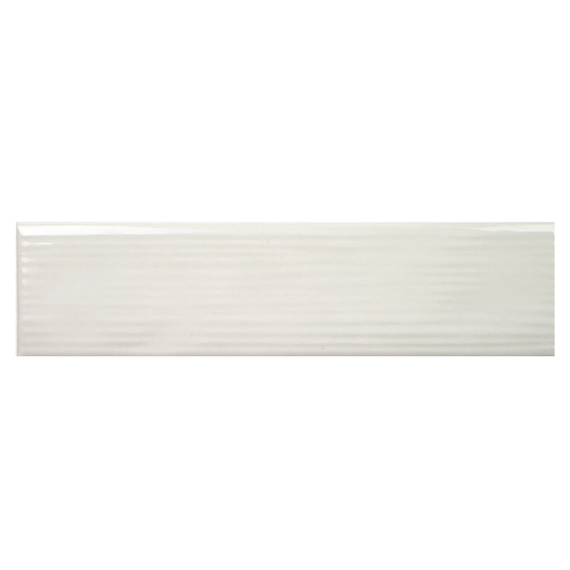 Buteo Cream Glossy Drift Deco, 3" x 12" Ceramic Tile | Backsplash Tile
