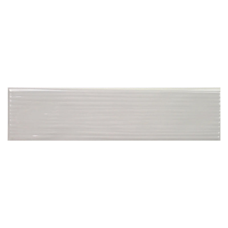 Buteo Gray Glossy Drift Deco, 3" x 12" Ceramic Tile | Backsplash Tile