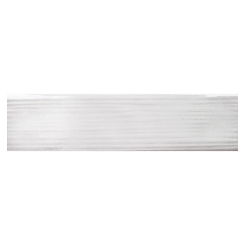 Buteo White Glossy Drift Deco, 3" x 12" Ceramic Tile | Backsplash Tile