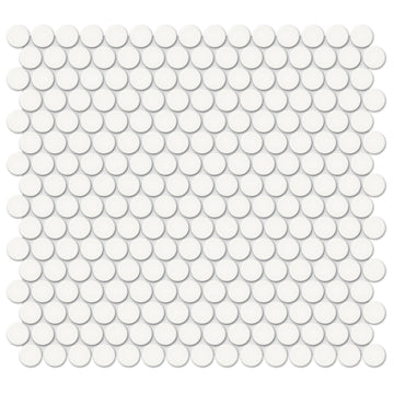 Soho Canvas White Glossy, Penny Round | Ceramic Kitchen & Bath Tile