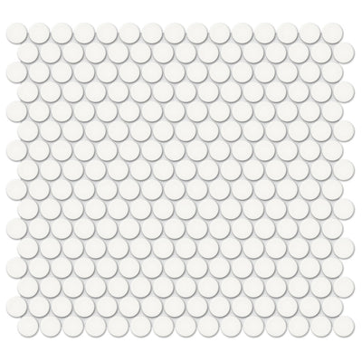 Soho Canvas White Glossy, Penny Round | Ceramic Kitchen & Bath Tile