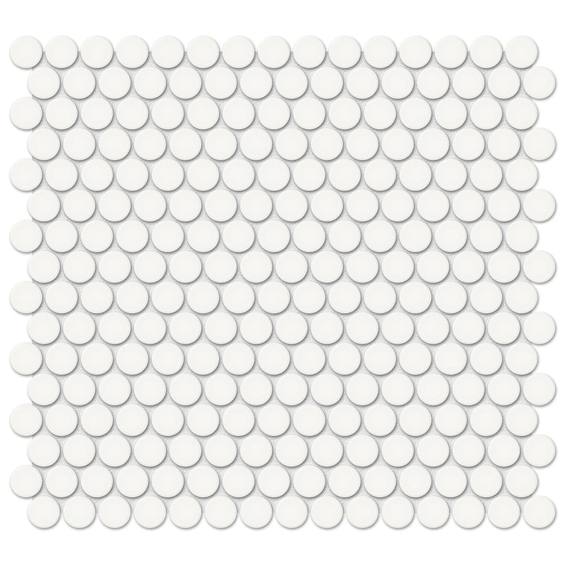 Soho Canvas White Matte, Penny Round | Ceramic Kitchen & Bathroom Tile