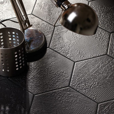 Milano Black, Hexagon Porcelain Tile | CODMILABLHEX | IWT Tesoro