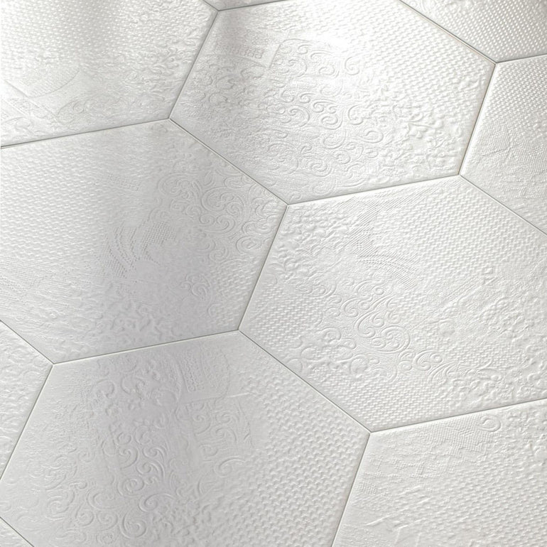 Milano White, Hexagon Porcelain Tile | CODMILAWHEX | IWT Tesoro