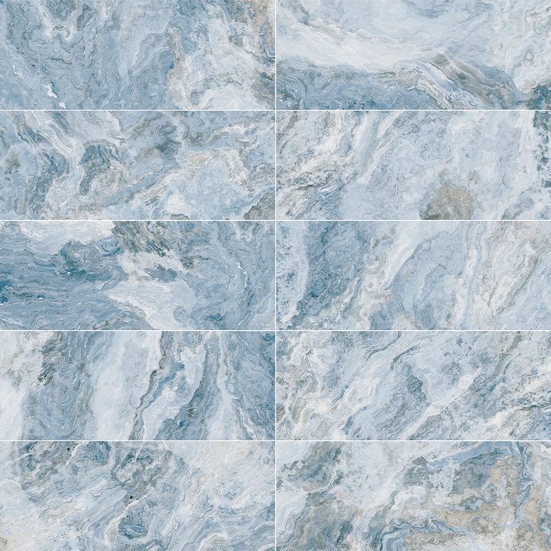 Cloud Aqua, 6" x 20" - Porcelain Tile