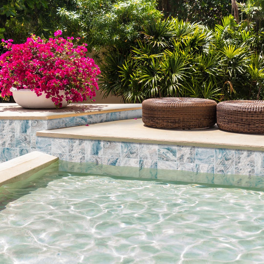 Cloud Aqua, 6" x 6" Porcelain Pool Tile | ESTCLOUAQUA6 | Waterline Tile