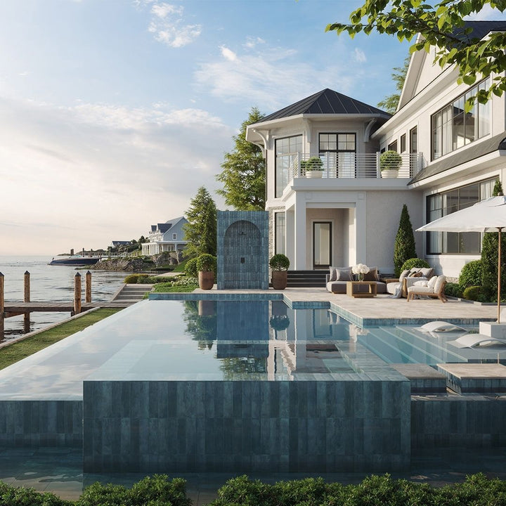 Coastline Sky, 3" x 12" Porcelain Tile | Pool Waterline Tile