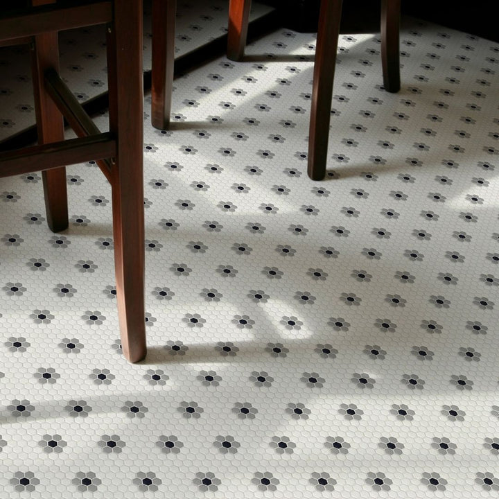 Coco Haven Glass Mosaic Tile with two chairs