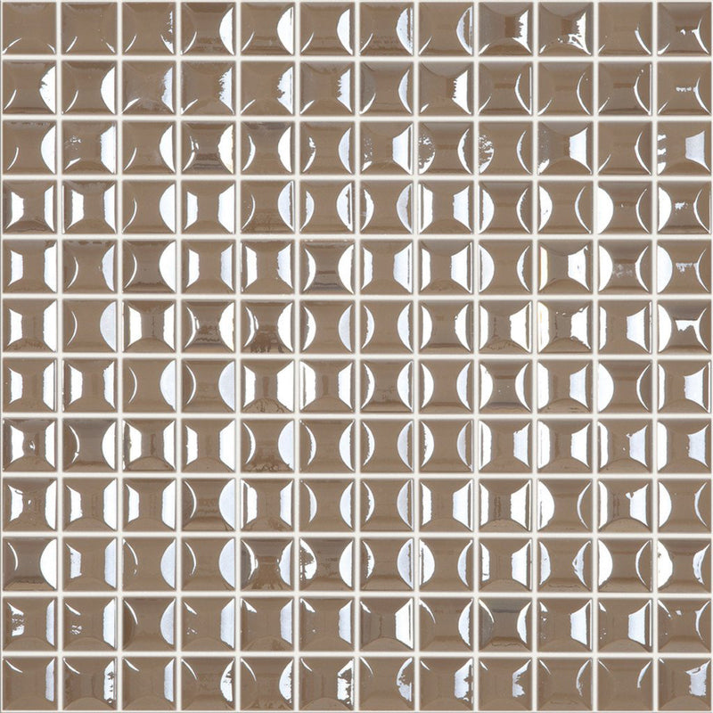 Coffee Iridescent Pillow Texture, 1" x 1" - Glass Tile