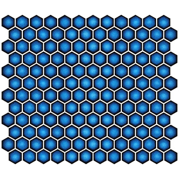 Hex Crystal Blue, Hexagon Mosaic - Porcelain Tile