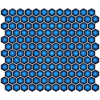 Hex Crystal Blue, Hexagon Mosaic - Porcelain Tile