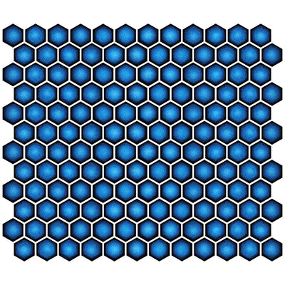 Hex Crystal Blue, Hexagon Mosaic - Porcelain Tile