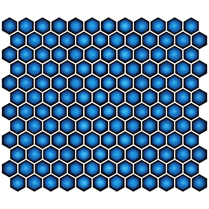 Hex Crystal Blue, Hexagon Mosaic - Porcelain Tile