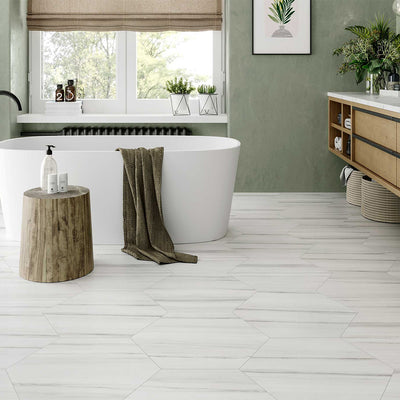 Dolomite Satin, Hexagon Porcelain Tile | Tesoro Floor & Wall Tile
