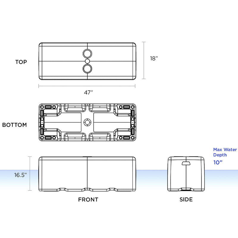 Dash Bench with Umbrella Hole and White Cupholders - Pool Accessory