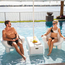 Dash Bench with Umbrella Hole and Black Cupholders - Pool Accessory