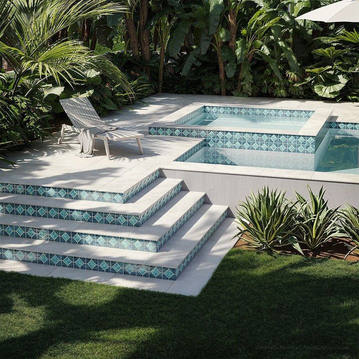 POWPLDR334SPT Aquatica Gulf Blue Akron, 6" x 6" - Porcelain Pool Tile