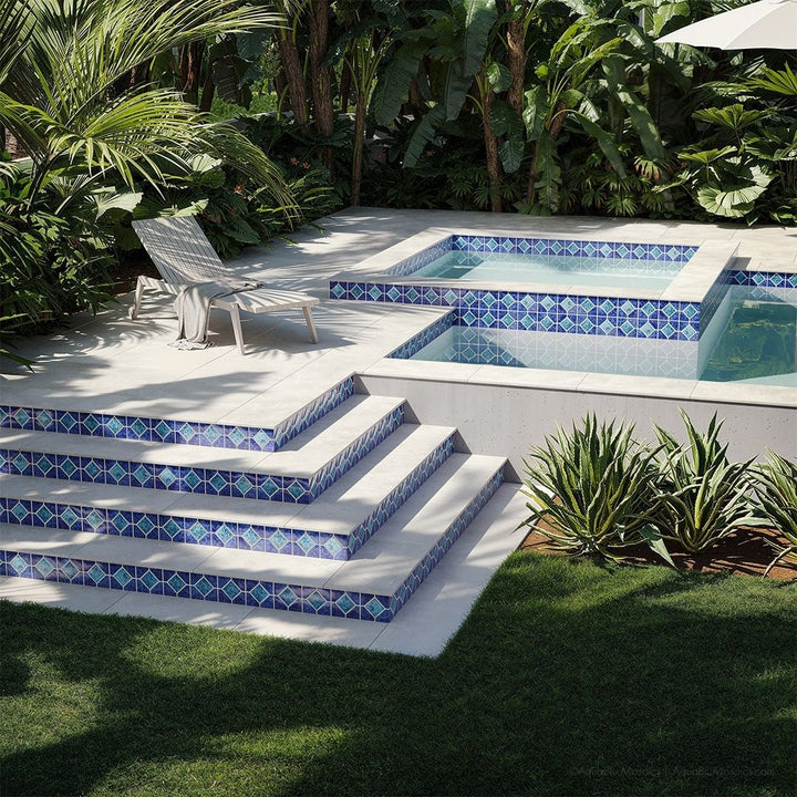 POWPLDR641SPT Aquatica Pacific Blue Akron, 6" x 6" - Porcelain Pool Tile