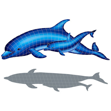 Dolphin Pair w/ Shadow | DPSHL| Pool Mosaic by Artistry in Mosaics